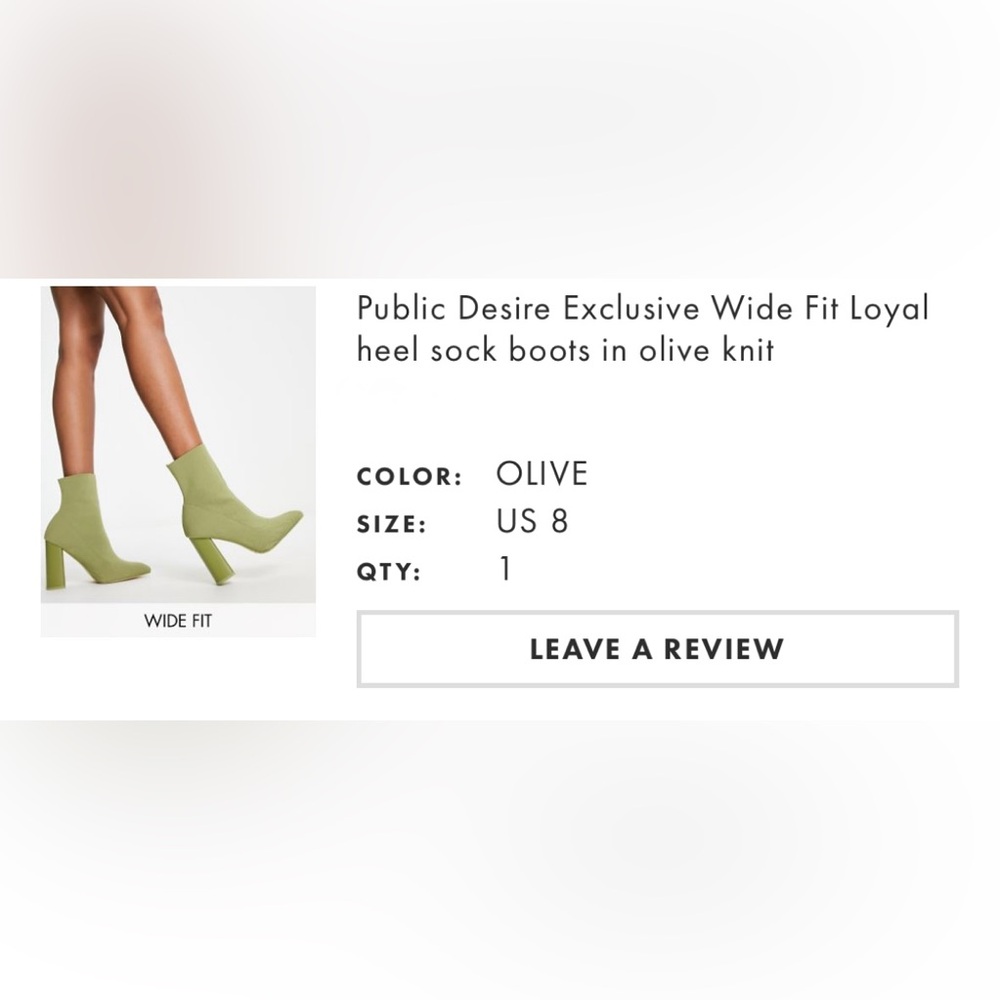 NWT Public Desire Exclusive Wide Fit Loyal Heel Sock Boots in Olive Knit - Picture 6 of 11